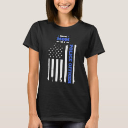 Proud Mom of a Police Officer Distressed Flag T-Shirt