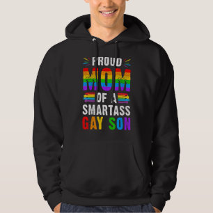Proud Mom Of A Smartass Gay Son Lgbt Ally Gay Prid Hoodie