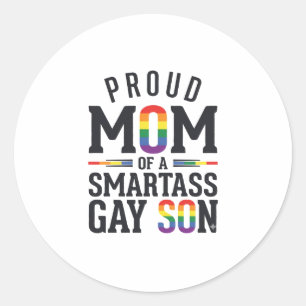 Proud Mom of a Smartass Gay Son Vintage Shirt Desi Classic Round Sticker