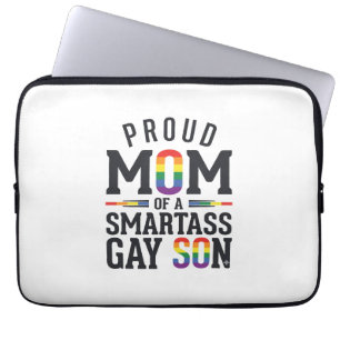 Proud Mom of a Smartass Gay Son Vintage Shirt Desi Laptop Sleeve