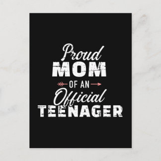Proud mom of a teenager 13th birthday postcard