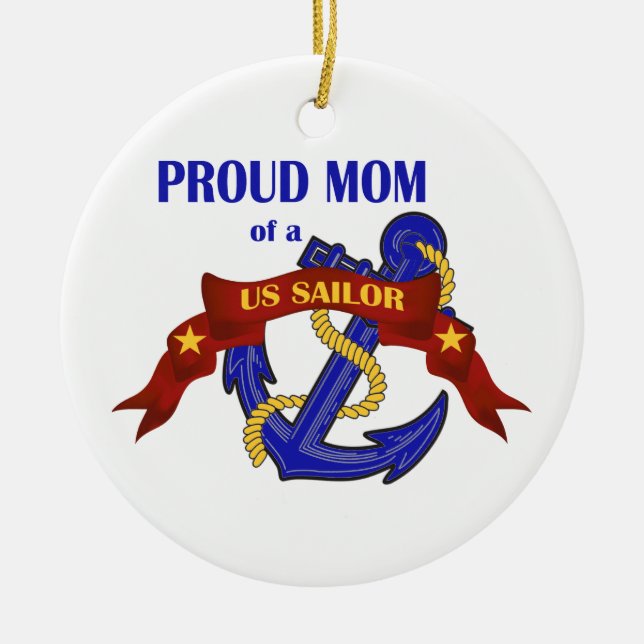 Proud Mom of a US Sailor Ornament (Front)