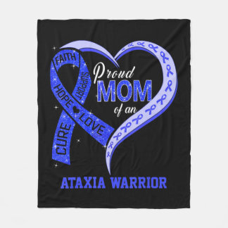 Proud Mom Of An Ataxia Warrior Blue Ribbon Matchin Fleece Blanket