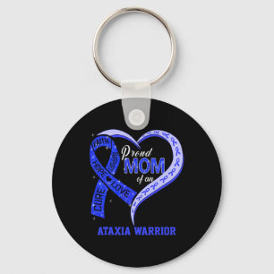 Proud Mom Of An Ataxia Warrior Blue Ribbon Matchin Keychain