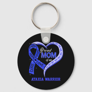Proud Mom Of An Ataxia Warrior Ribbon Heart T-Shir Keychain