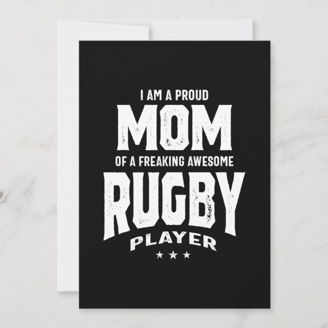Proud Mom Of An Awesome Rugby Player Thank You Card (Front)