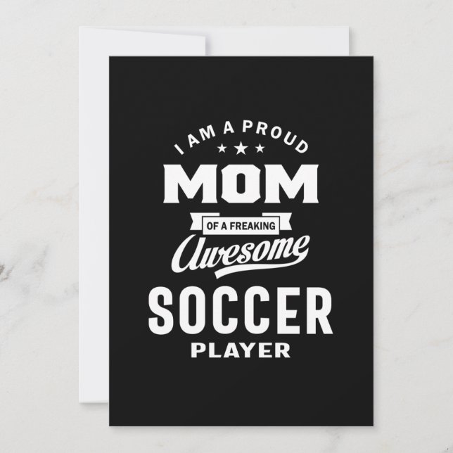 Proud Mom Of An Awesome Soccer Player Thank You Card (Front)