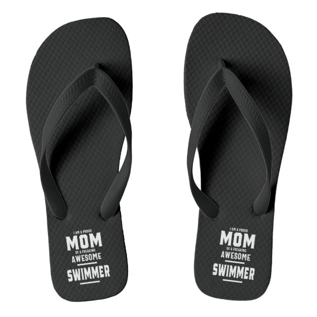 Proud Mom Of An Awesome Swimmer Player Flip Flops (Footbed)