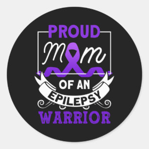 Proud Mom Of An Epilepsy Warrior Epilepsy Awarenes Classic Round Sticker