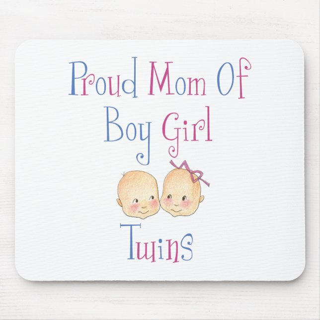 Proud Mom Of Boy Girl Twins Mouse Pad (Front)