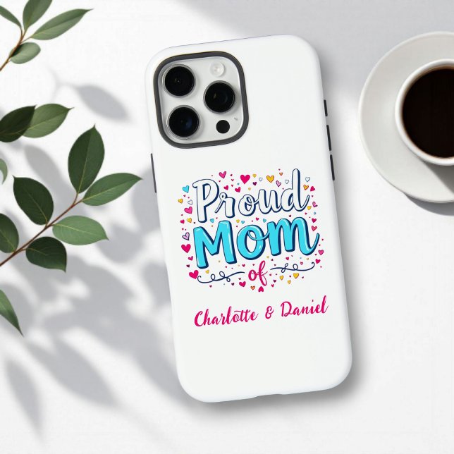 Proud Mom of | Cute Personalized Mother's Day Case-Mate iPhone Case (Creator Uploaded)