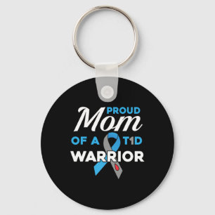 Proud Mom Of Diabetes Warrior T1D Awareness Type 1 Keychain