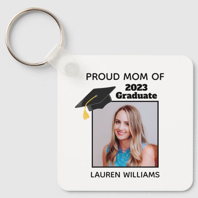 Proud Mom of Graduate Photo 2021 Custom Graduation Keychain (Front)
