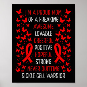 Proud Mom Of Sickle Cell Warrior Awareness Ribbon Poster