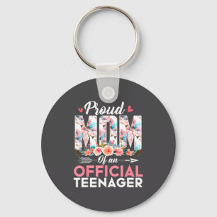 Proud Mom Of Teenager 13th Birthday Gift Girls Tee Keychain