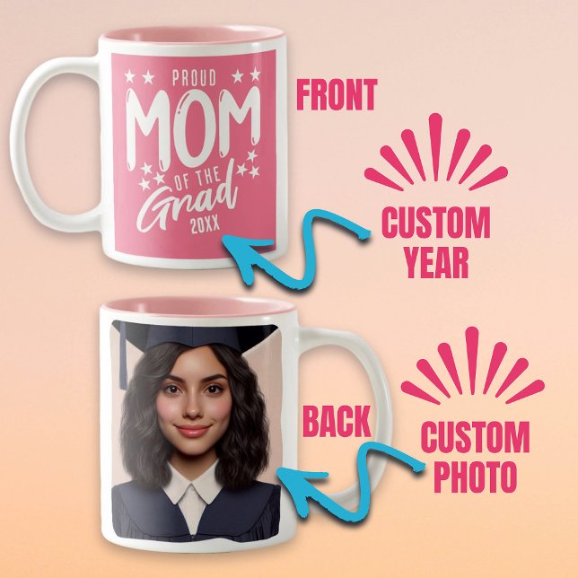 Proud Mom of the Grad Custom Year and Photo Two-Tone Coffee Mug (Proud Mom of the Grad Custom Year and Photo Two-Tone Coffee Mug)
