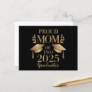 Proud Mom of Two 2025 Graduates Graduate Twins Announcement Postcard