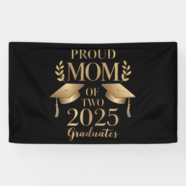 Proud Mom of Two 2025 Graduates Graduate Twins Banner (Horizontal)