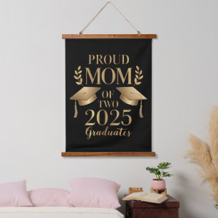 Proud Mom of Two 2025 Graduates Graduate Twins Hanging Tapestry