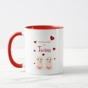 Proud Mom or Nan de Twins Quote in Red Mug