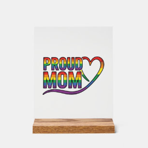 Proud Mom Rainbow Heart Vintage Engraving Design_1 Acrylic Sign