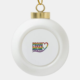 Proud Mom Rainbow Heart Vintage Engraving Design_1 Ceramic Ball Christmas Ornament