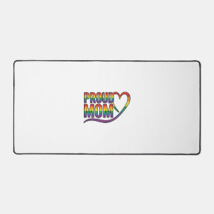 Proud Mom Rainbow Heart Vintage Engraving Design_1 Desk Mat