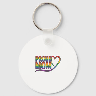 Proud Mom Rainbow Heart Vintage Engraving Design_1 Keychain