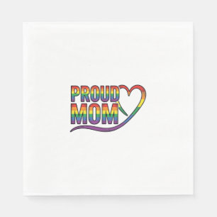 Proud Mom Rainbow Heart Vintage Engraving Design_1 Napkin