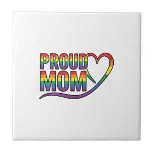 Proud Mom Rainbow Heart Vintage Engraving Design_1 Tile