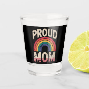 Proud Mom Rainbow LGBTQ Gay Pride Ally Shot Glass