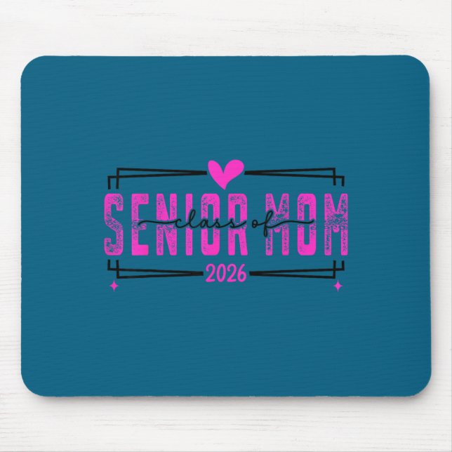 Proud mom senior class of 2026 pink bow  mouse pad (Front)