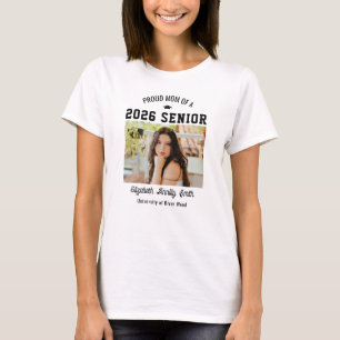 Proud Mom Senior Custom Year Graduate Photo Parent T-Shirt