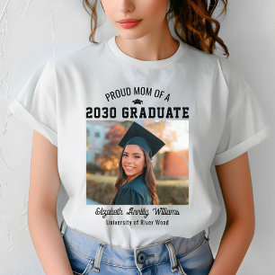 Proud Mom Senior Custom Year Graduate Photo Parent T-Shirt