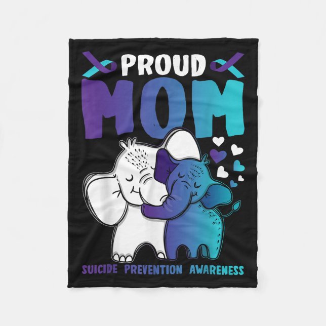 Proud Mom Suicide Prevention Awareness Warrior Mam Fleece Blanket (Front)