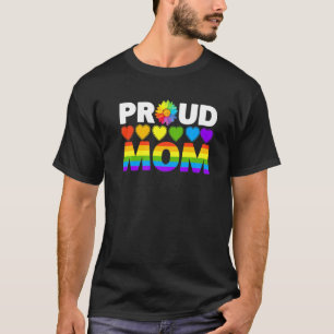 Proud Mom Sunflower Family Rainbow Heart Lgbt Gay  T-Shirt