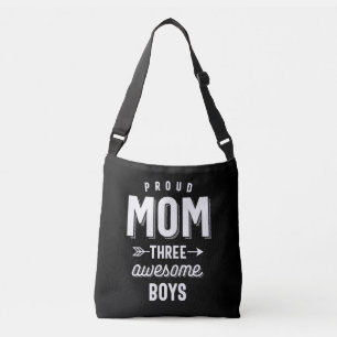 Proud Mom Three Awesome Boys Crossbody Bag