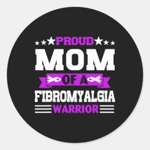 Proud Mom Warrior Of A Fibromyalgia Awareness In M Classic Round Sticker