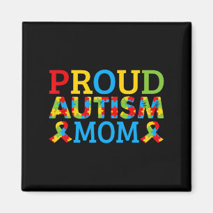 Proud Mom Wears Coloured Puzzle Pieces For Autism  Magnet
