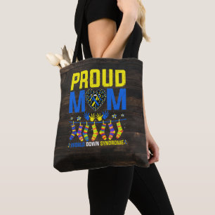 Proud Mom World Down Syndrome Awareness Day Ribbon Tote Bag