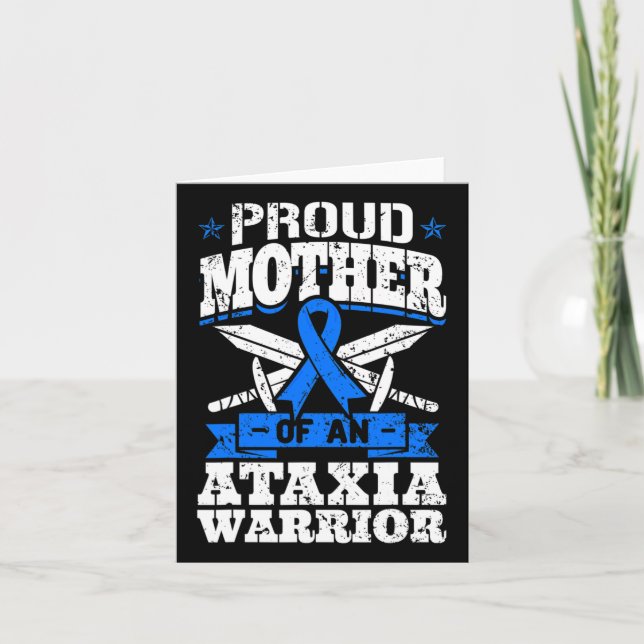 Proud Mother Of An Ataxia Warrior Awareness Ribbon Card (Front)