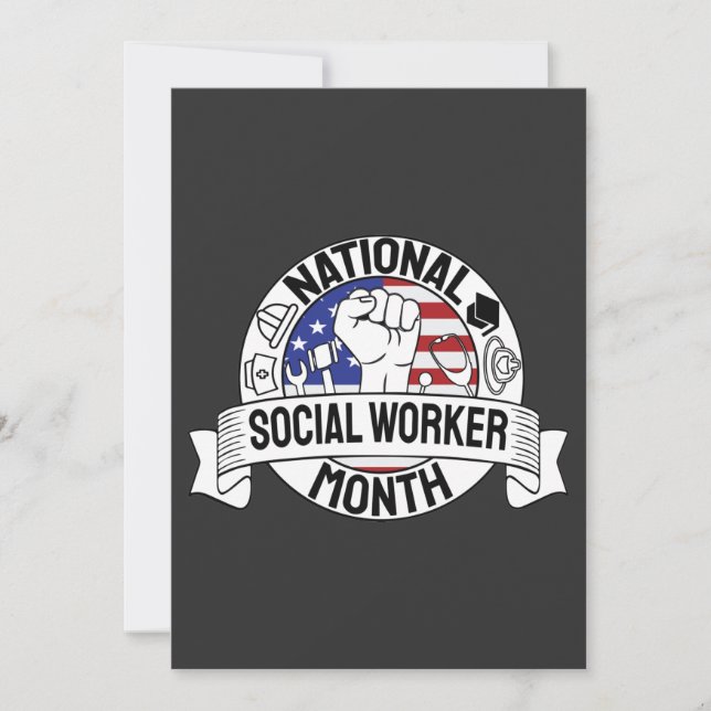 Proud Motivating National Social worker Month US Thank You Card (Front)