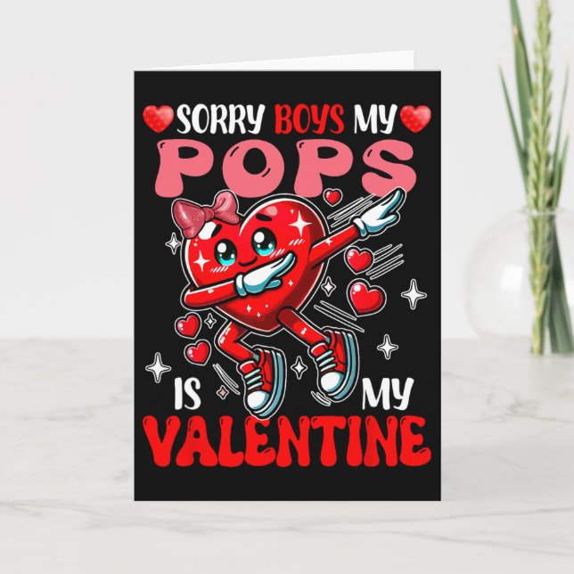 Proud My Pops Is My Valentine's Day Dabbing Heart  Card (Front)