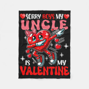 Proud My Uncle Is My Valentine's Day Dabbing Heart Fleece Blanket