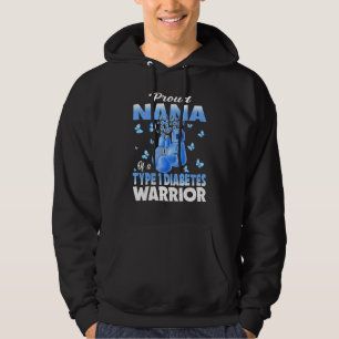 Proud Nana Of A T1D Warrior Awareness Boxing Glove Hoodie