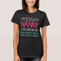 Proud Nanny with Grandkids Names Custom T Shirt Zazzle