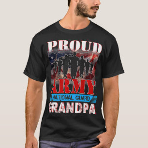 Proud National Guard Grandpa Dog Tags Flag Militar T-Shirt