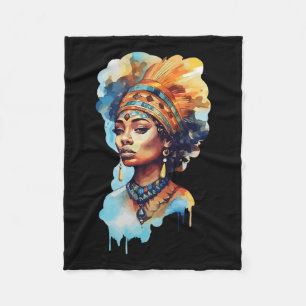 Proud Native Afro American Woman Spiritual Melanin Fleece Blanket