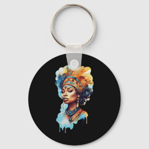 Proud Native Afro American Woman Spiritual Melanin Keychain