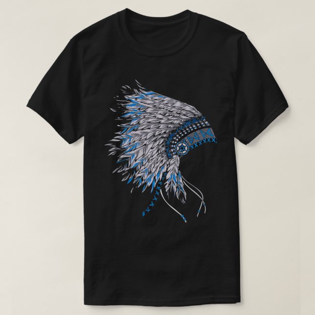 Proud Native American Indian Headdress Costume For T-Shirt (Design Front)